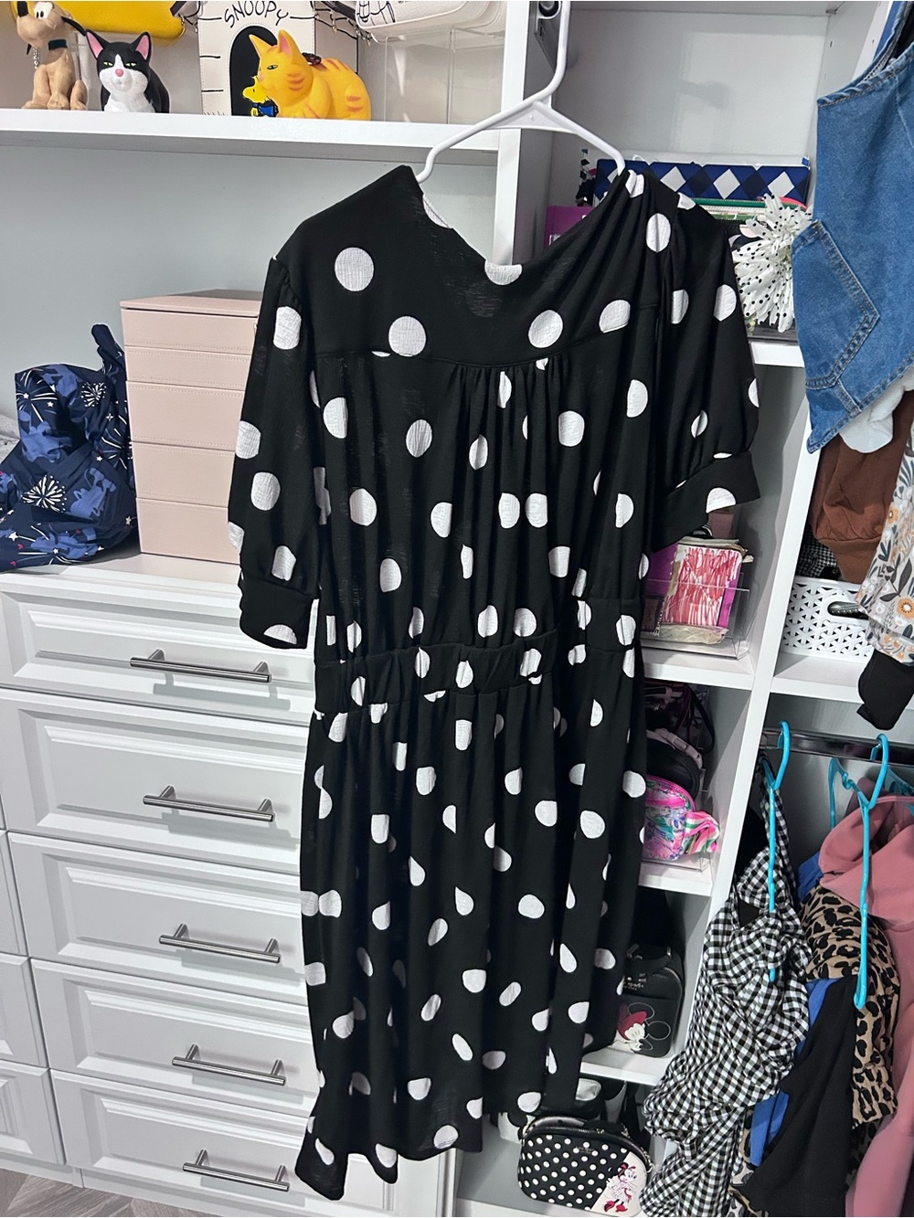 LuLaRoe Black Dress with White Polka Dots - women’s ' Casual Skater Style - Picture 2 of 3
